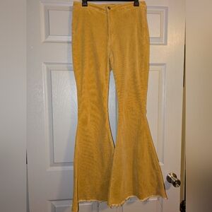Lucky & Blessed Mustard Yellow Corduroy Flared Pants